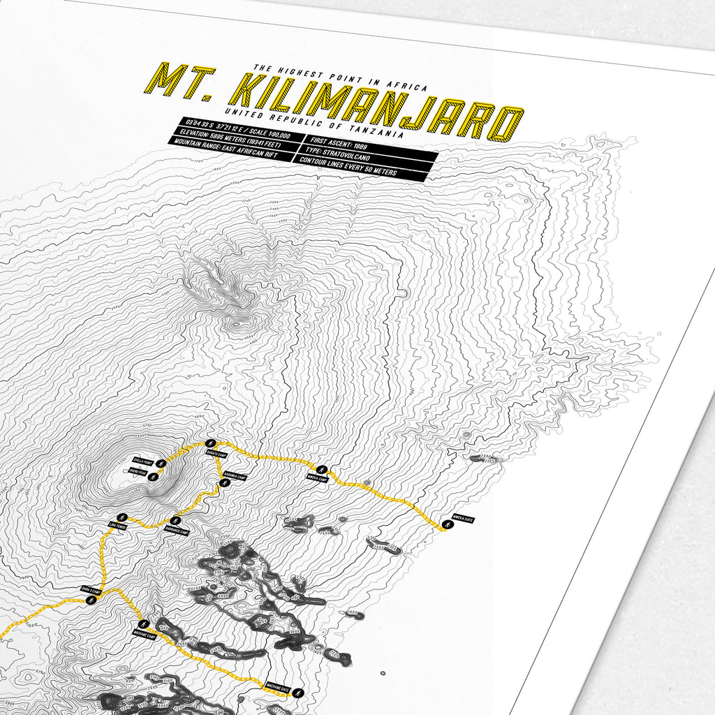 Mount Everest Art Print Contour Map of Mount Everest in Nepal an #1 Metal  Print