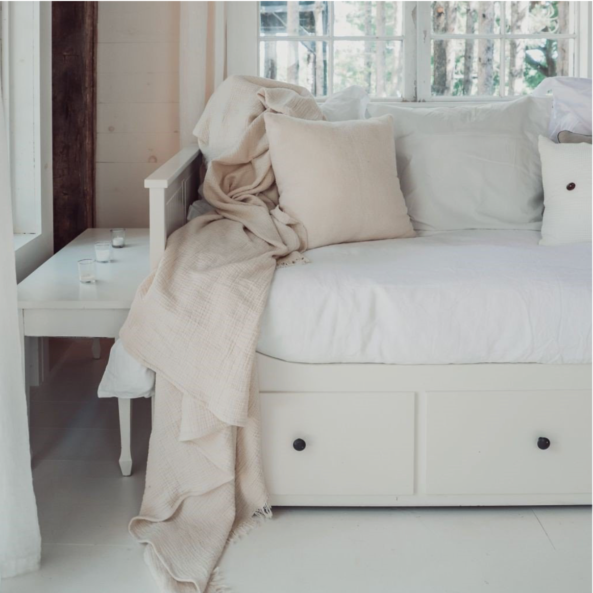 Beige Muslin Bed Cover