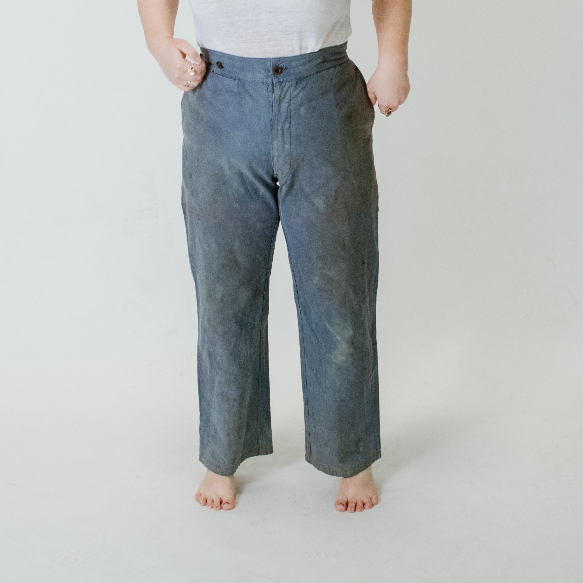 20's - 30's Cotton + Linen Indigo Trousers I