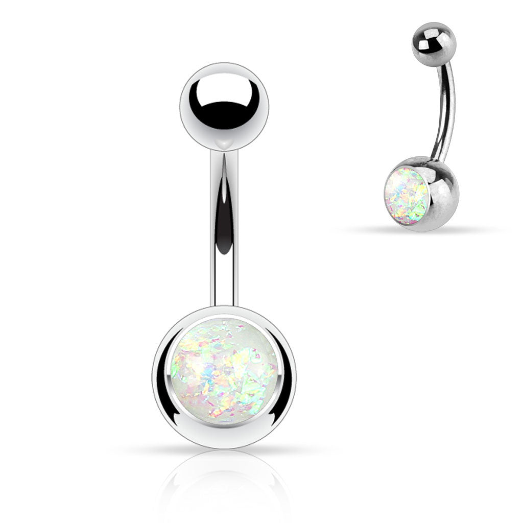 White Opal Belly Button Rings, Non 