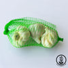 garlic bulbs in green mesh bag