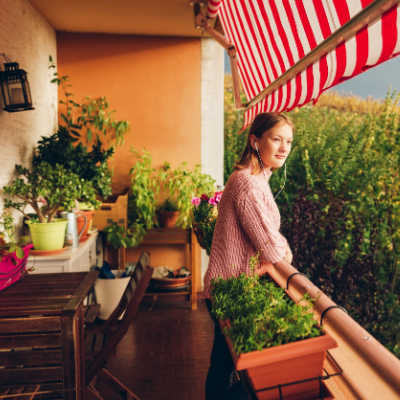 girl in balcony garden