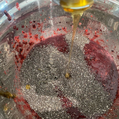 mixing chia seed jam