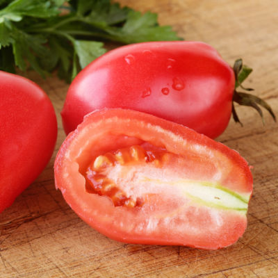 Roma Plum Tomato Cut Open