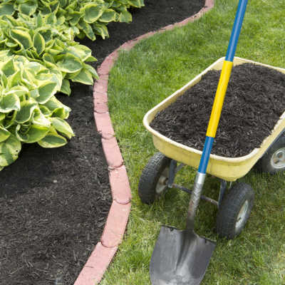 spreading mulch