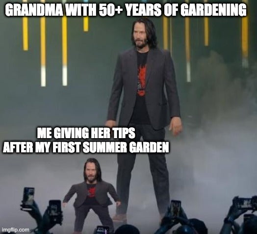 Competitive gardening with Keanu meme