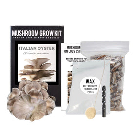 Italian Oyster Mushroom Outdoor Log Growing Kit Components