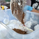‘Wood Lovr’ Organic Hardwood-Based Sterile Mushroom Substrate Bag Being Poured Out