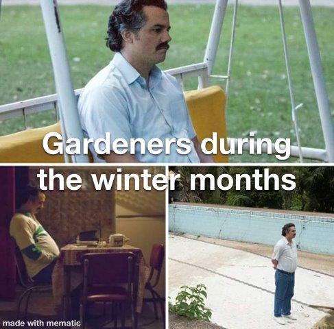 Gardeners during winter months meme