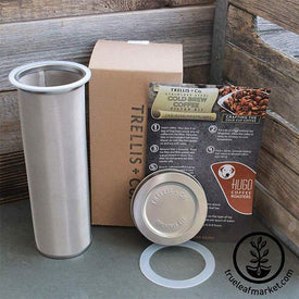 Stainless Steel Cold Brew Coffee and Tea Filter & Lid Contents