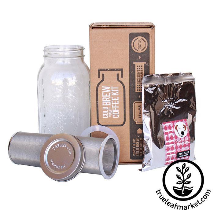 T&co. Cold Brew Coffee Maker Kit with 64 oz Mason Jar, Stainless Steel Filter 