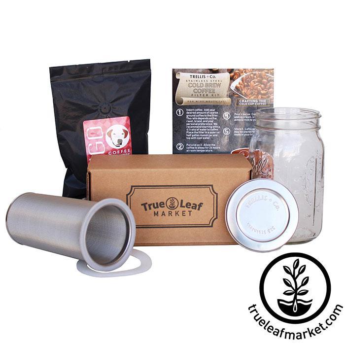 Cold Brew Coffee Maker & Tea Infuser Kit - 2 Quart Glass Ball Mason Jar, Recap Pour Spout, and Stainless Steel Filter