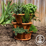 mini garden stacker terra cotta with plants