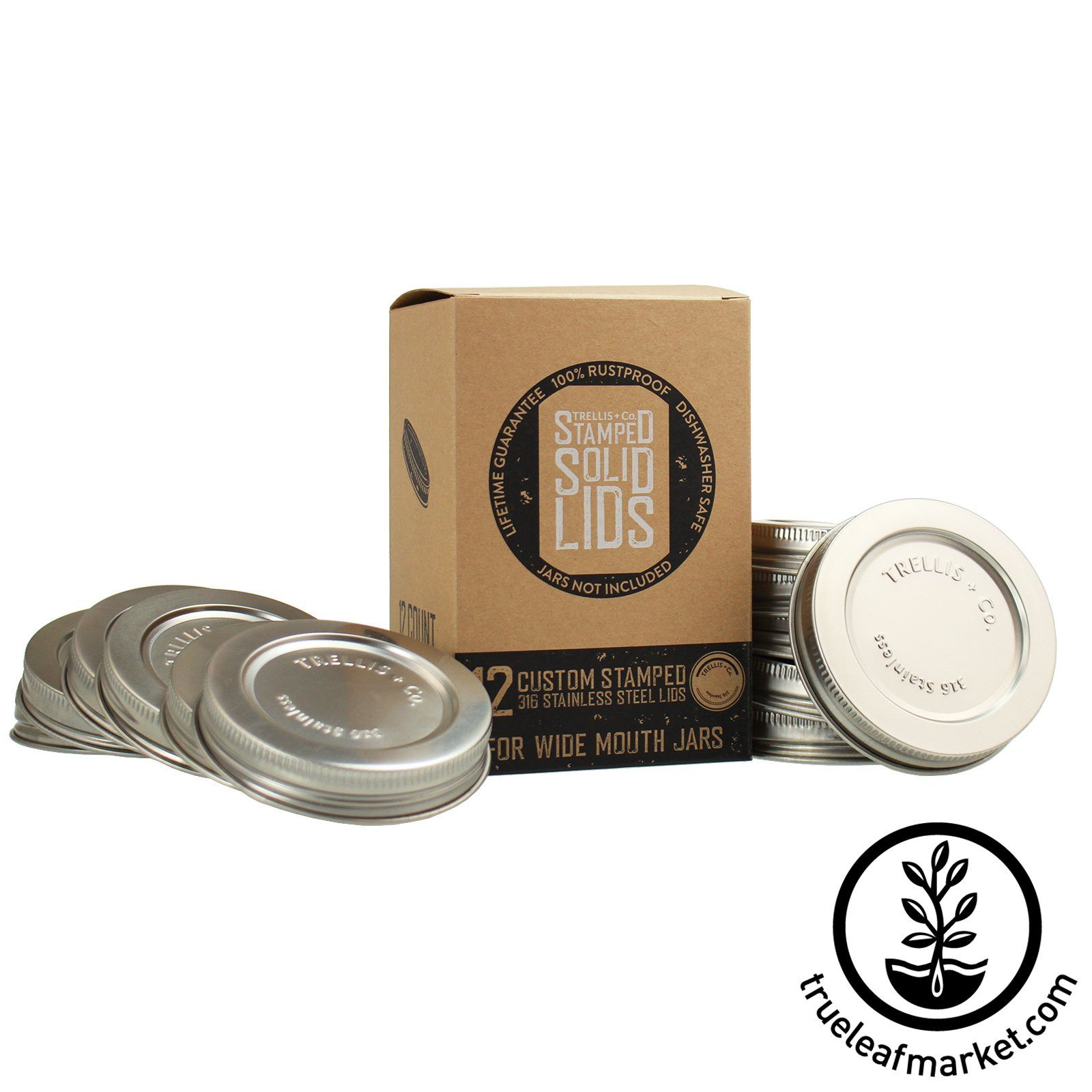 Stainless Steel Mason Jar Lids - Wide - Pack of Three