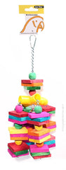 Avi One Bird Toy Coloured Wood Cube With Bell
