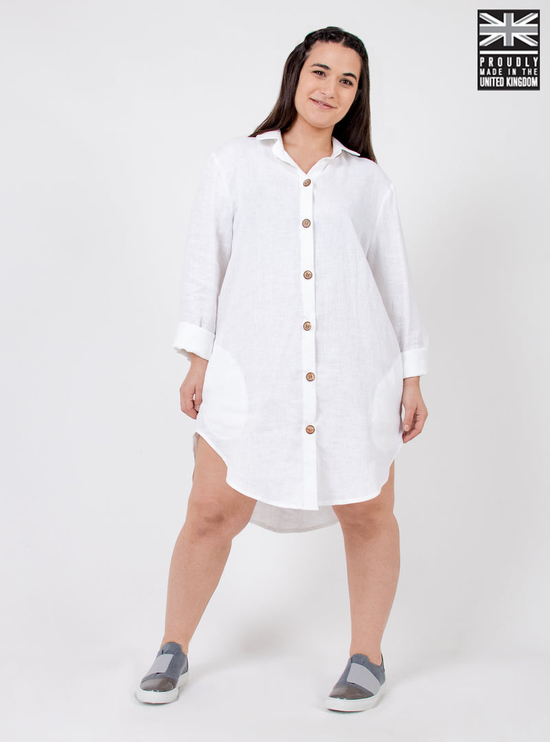 white linen shirt dress uk