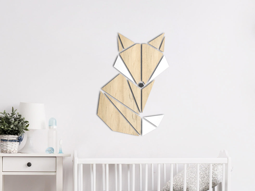 leugenaar Verkeerd Symfonie Houten wanddecoratie – Vos origami – SOLID IDEA