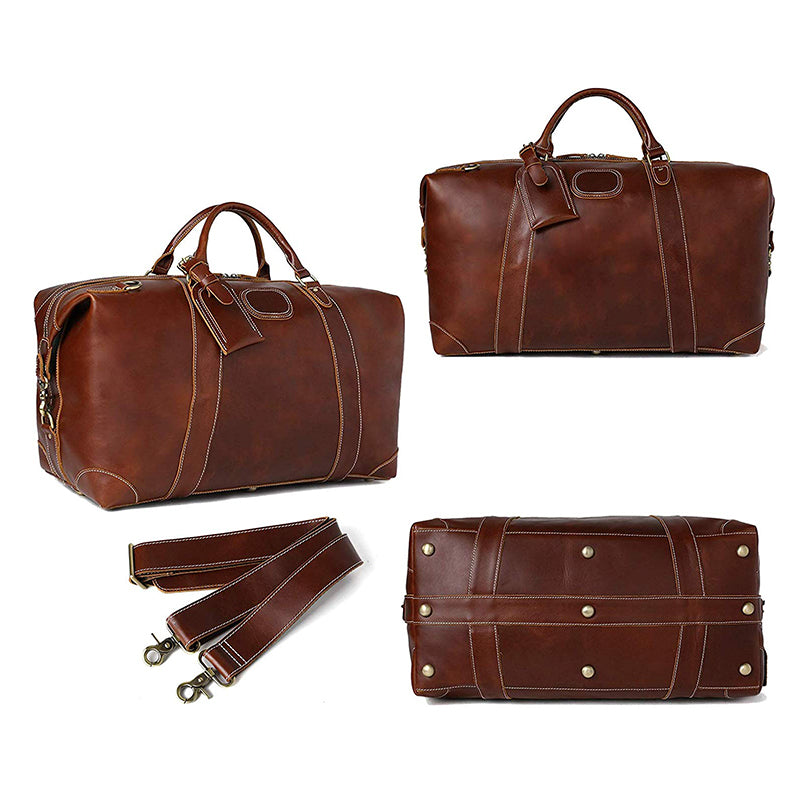 Crazy Horse Leather Travel Bags Vintage Duffle Bags Weekend Bags Men's ...