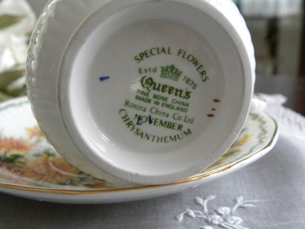 Vintage Queen S Special Flowers November Mums Teacup And Saucer