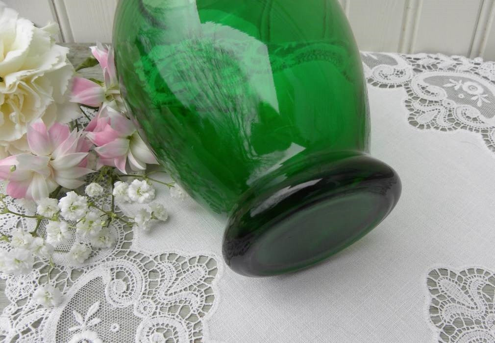 Vintage Anchor Hocking Depression Glass Forest Green 6 Inch Vase The