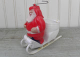 Vintage Hard Plastic Christmas Santa Claus in Sleigh Ornament