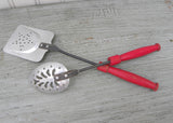 Vintage Childrens Red Handled Toy Utensils Spatula and Spoon