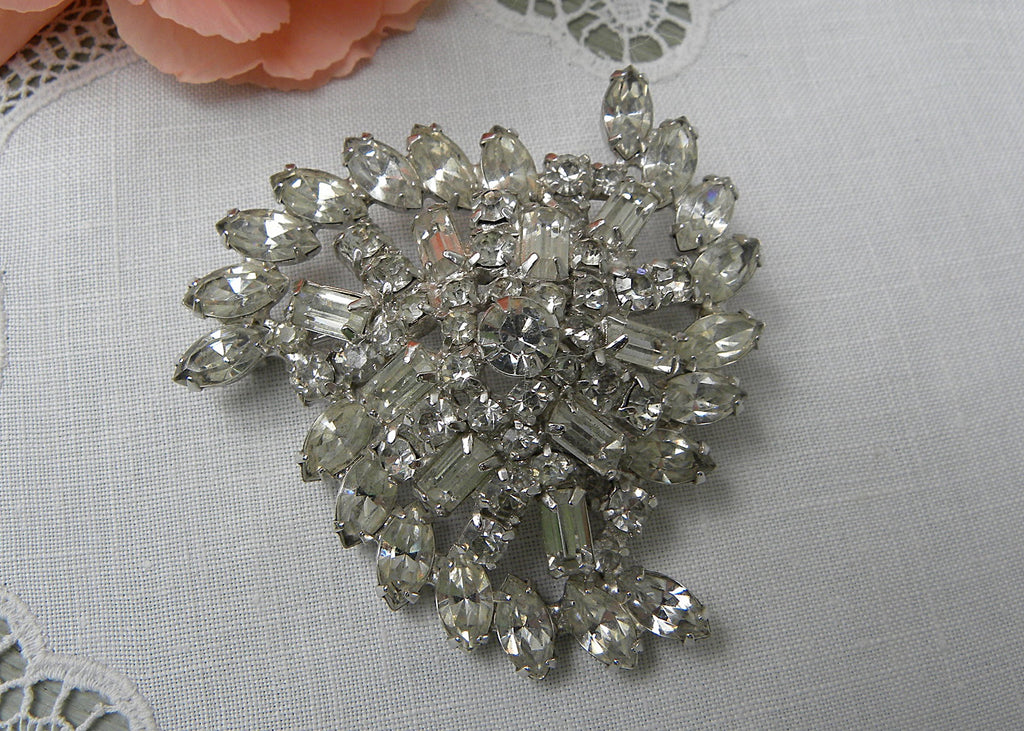 Vintage Kramer of New York Clear Rhinestone Brooch | The Pink Rose Cottage