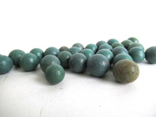 UpperDutch:Marbles,Clay Marbles, Set of 30 green Antique Clay Marbles, Antique green marbles