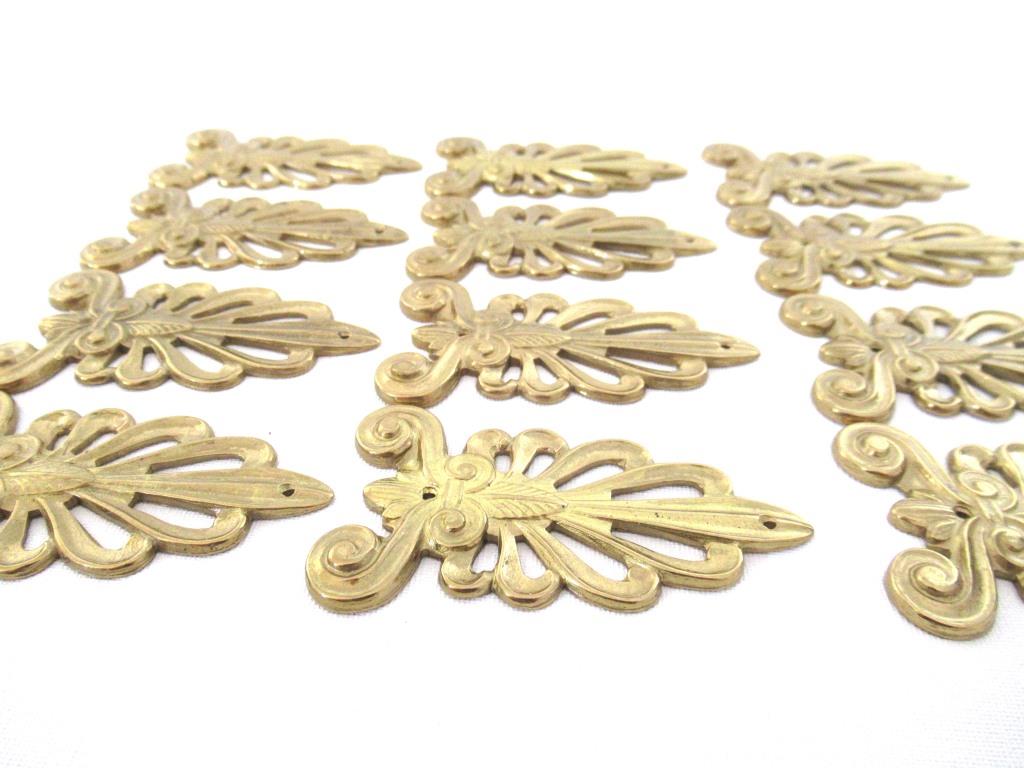 1 (ONE) Vintage Brass Furniture Applique made in Italy, embellishment ...