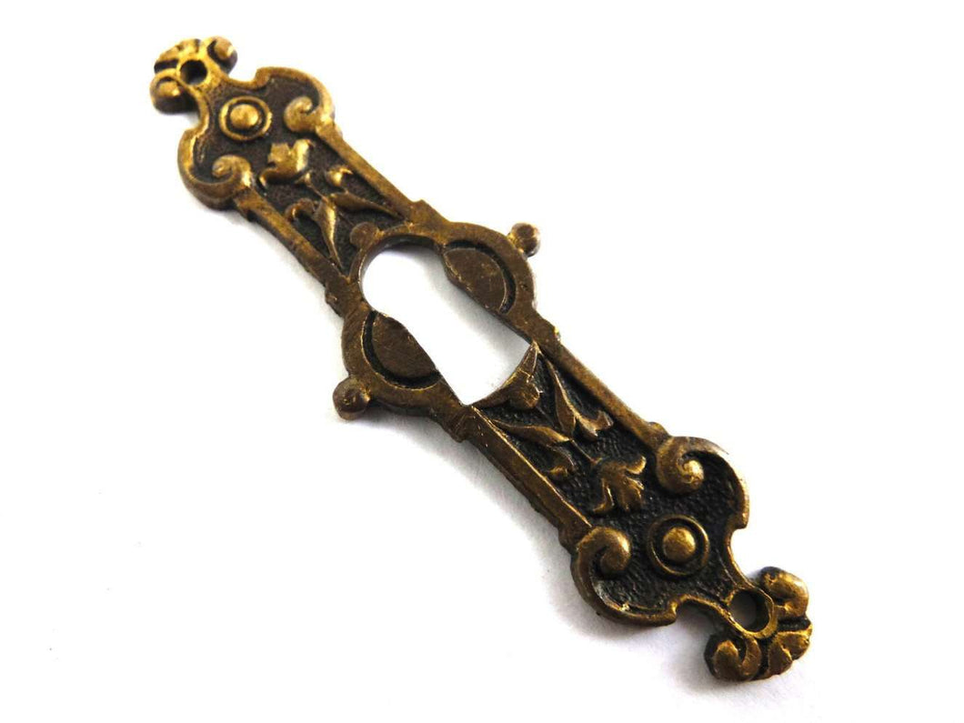 UpperDutch:Hooks and Hardware,Antique Solid Brass Keyhole plate, cover, escutcheon, Antique key hole frame.