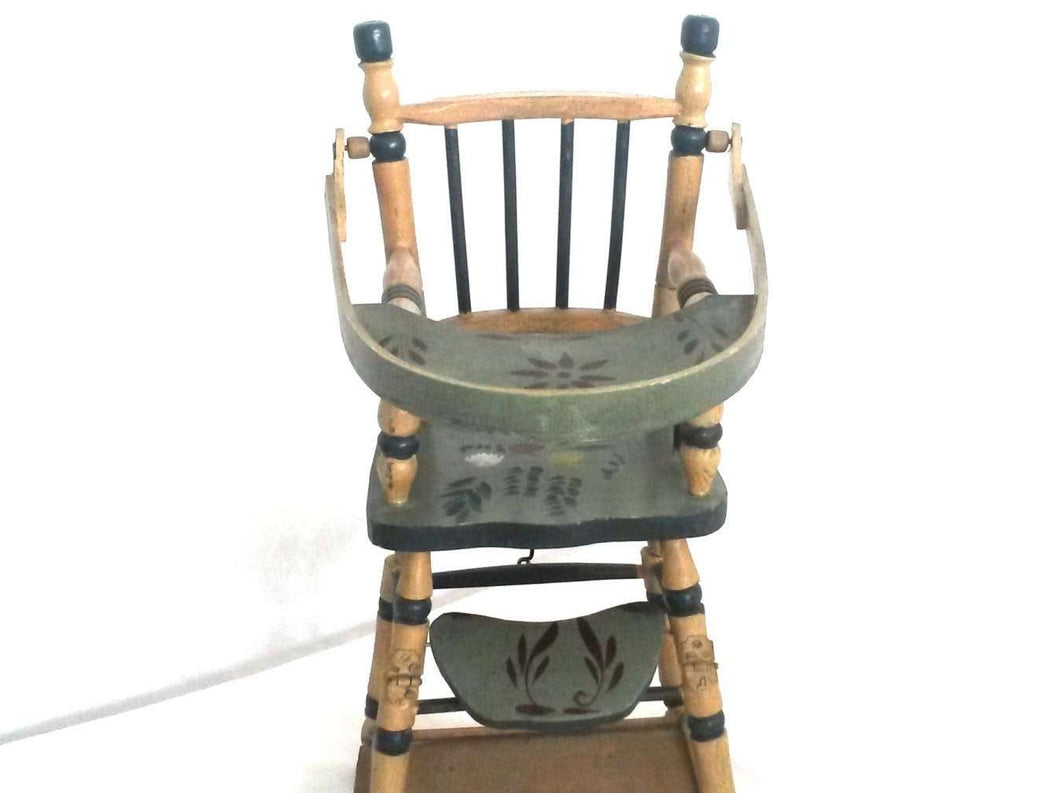 vintage wooden doll high chair