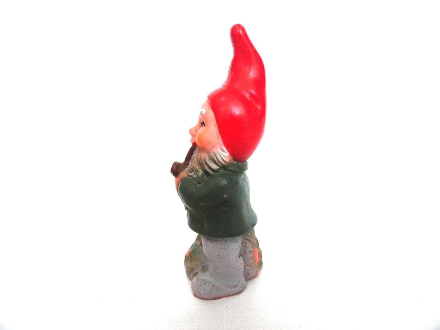 Gnome, Vintage Small Gnome figurine. Made in West-Germany. Pipe smokin ...