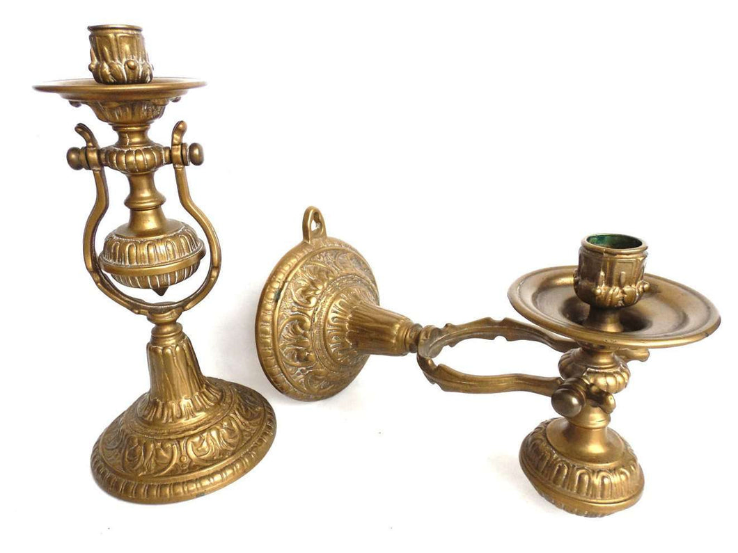 Set of 2 Nautical Sconces - Pair Antique Brass Nautical ...