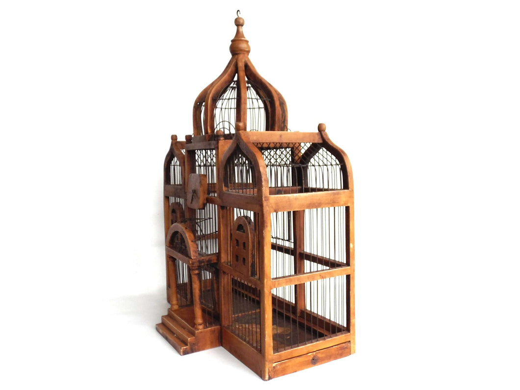 Bird Cage, Antique Wooden Bird Cage, Antique French Home 