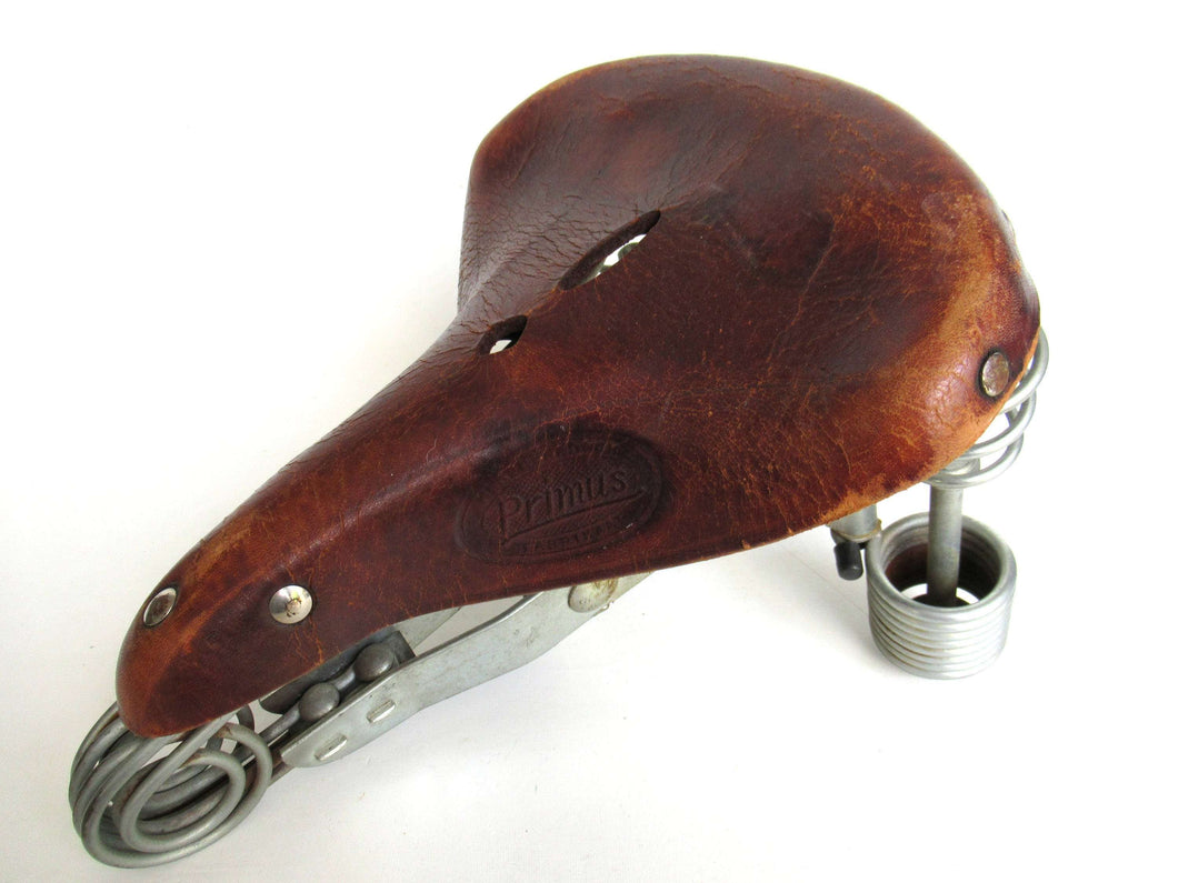 vintage leather bike seat