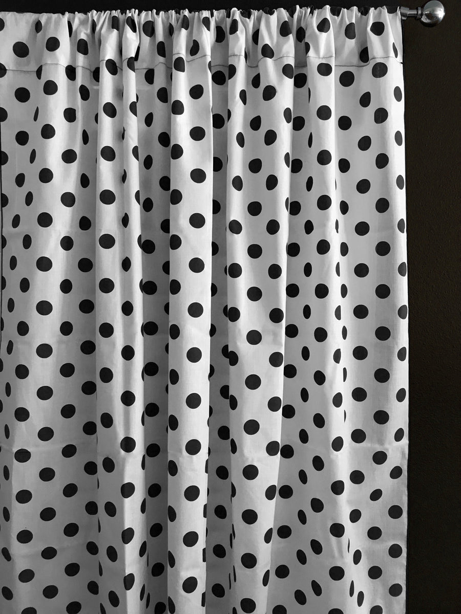 Cotton Curtain Polka Dots Print 58 Inch Wide / Black on White ...
