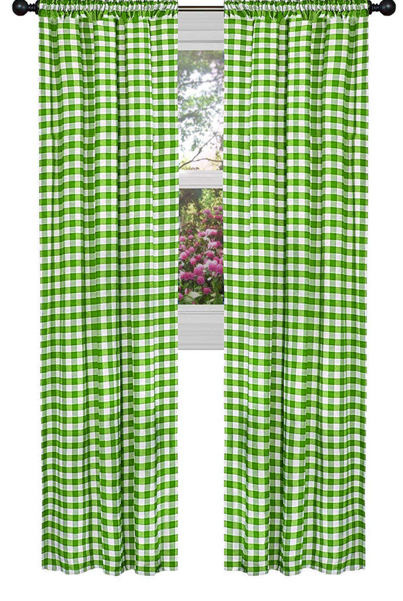 Unique lime green window valance Poplin Gingham Checkered Window Curtain 56 Inch Wide Lime Green Lovemyfabric
