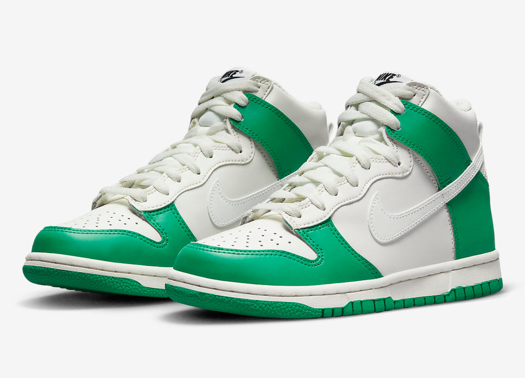 nike dunk high white green