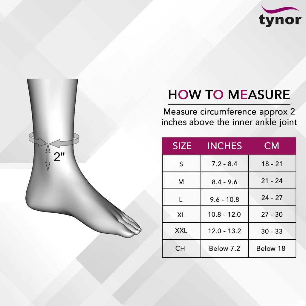 Tynor Ankle Size Chart