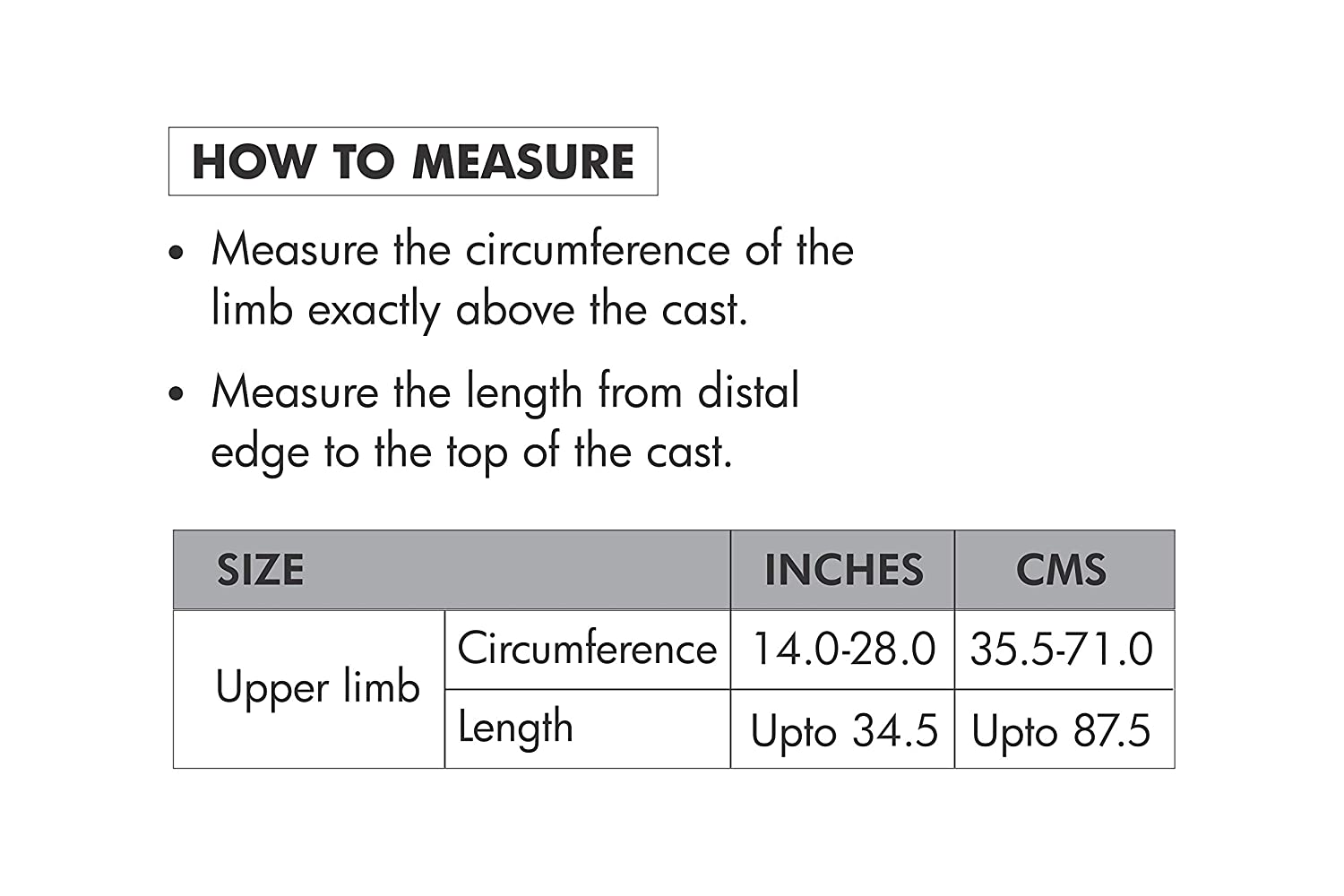 Cast Cover Leg Size Chart