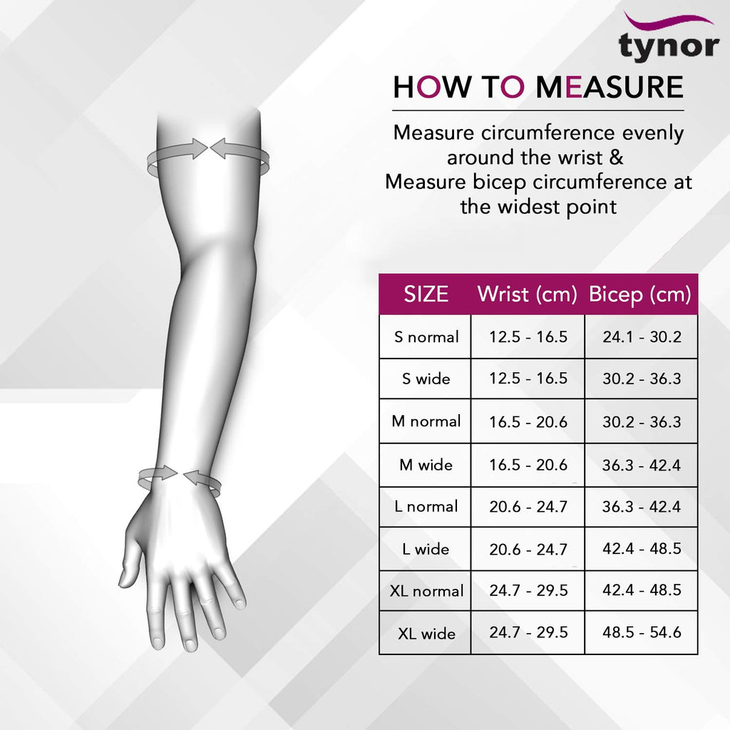 Compression Garment Arm Sleeve Size Chart