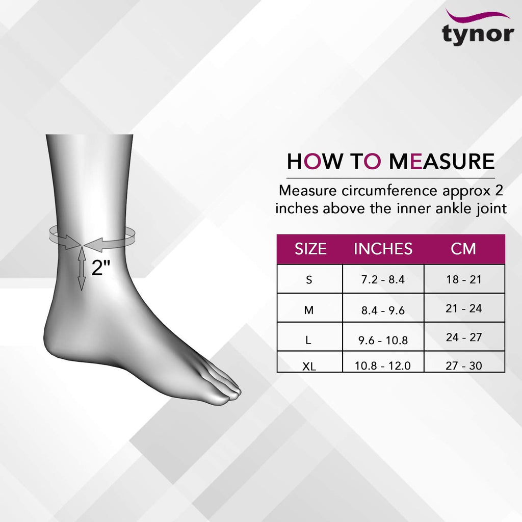 Tynor Ankle Size Chart
