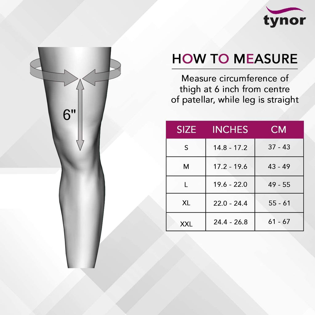 Tynor Compression Mid Thigh Stocking Size Chart