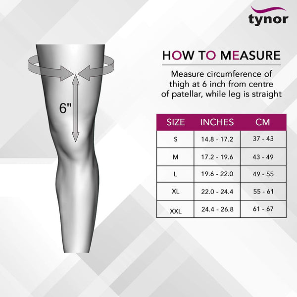 Tynor Knee cap open patella Size Chart