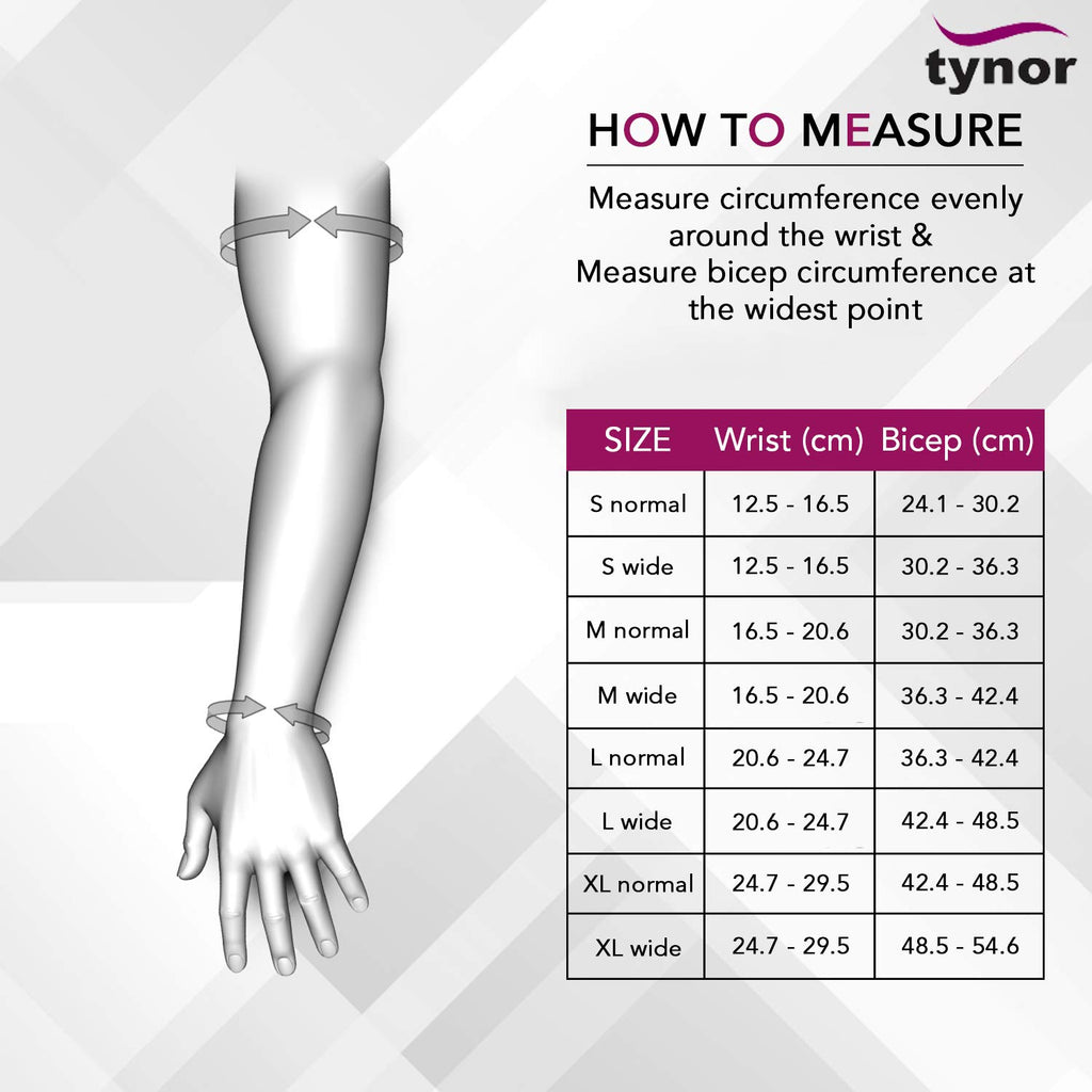 Tynor Compression Garment Arm Sleeve size