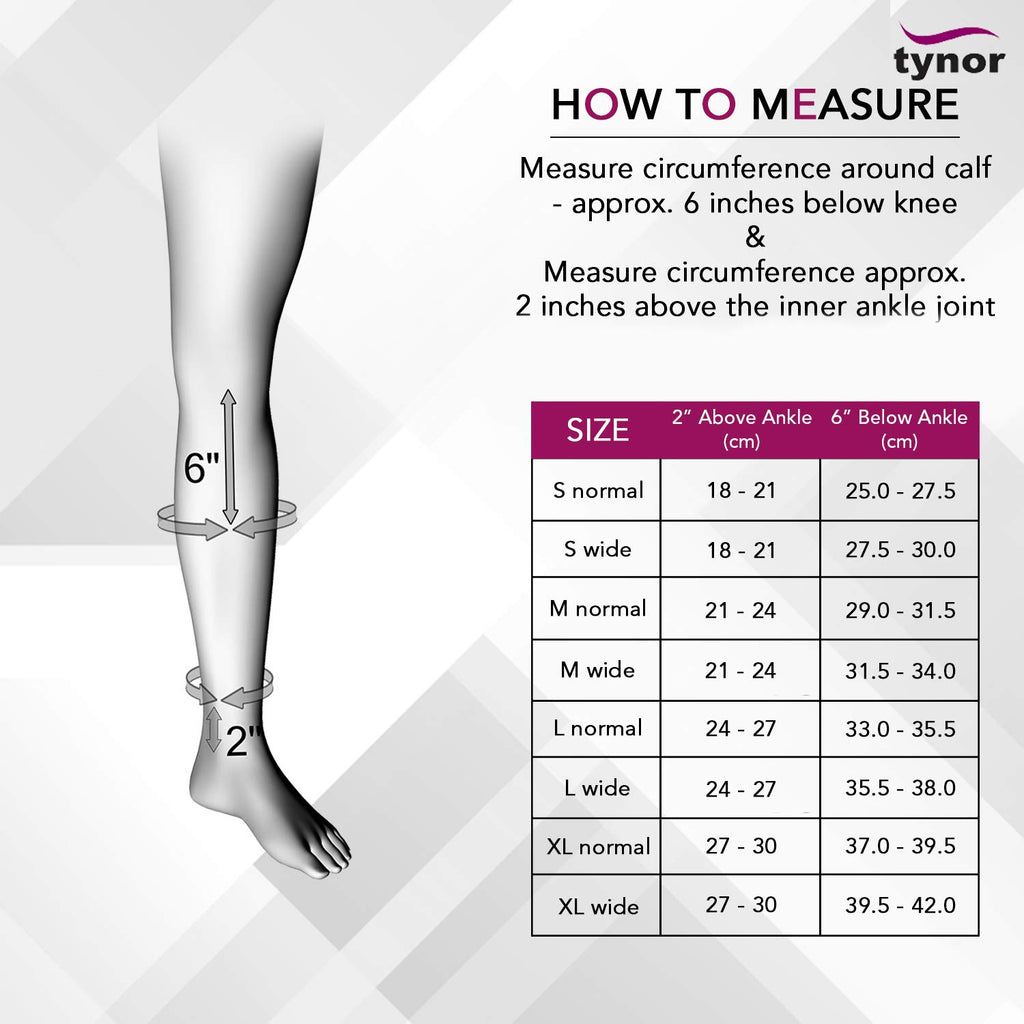 TYNOR Graduated 20-30 mmHg Compression Stocking for Men and Women, Knee High Length, Open Toe, Beige, Physio supports Australia