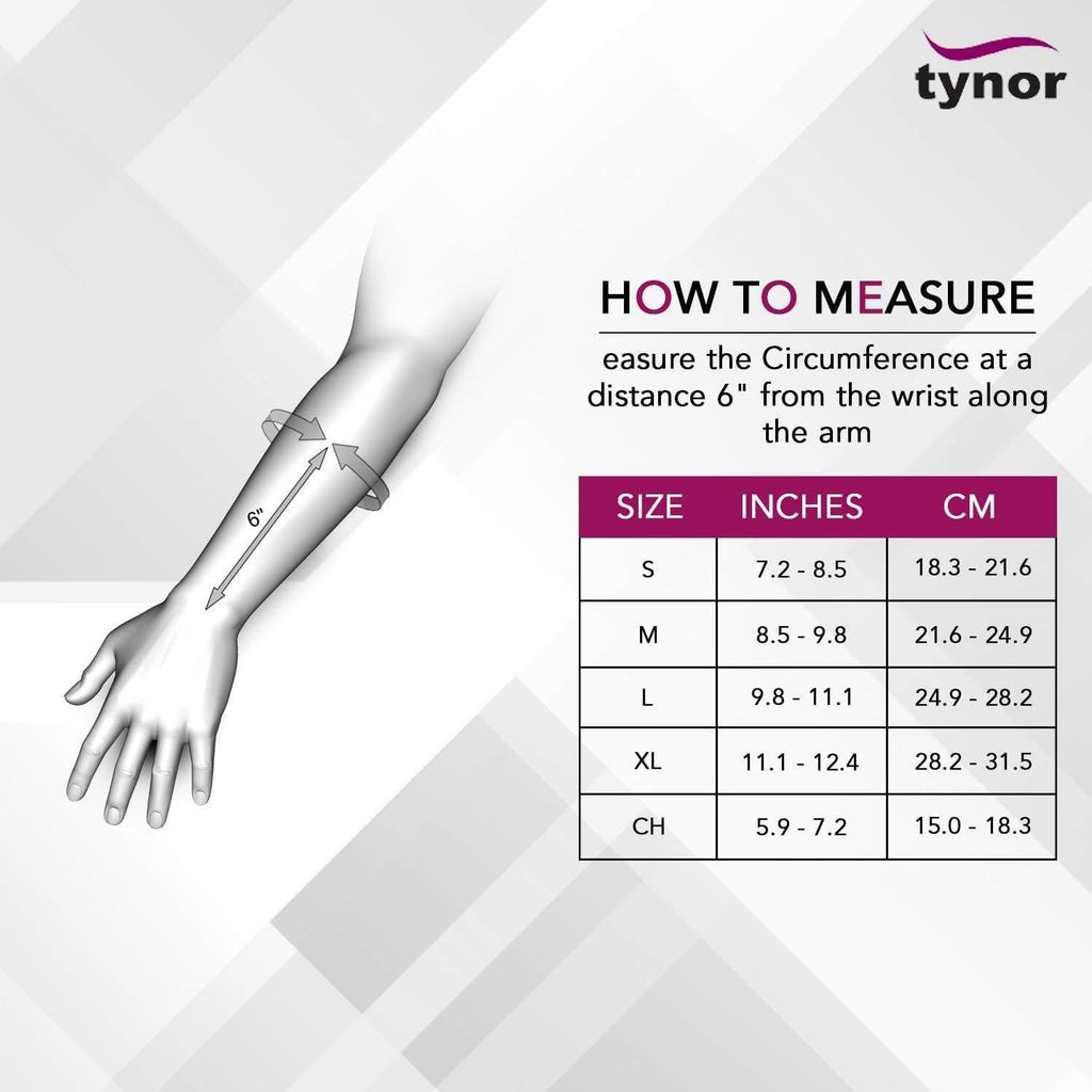 tynor-tynor-left-wrist-and-forearm-splint Size chart