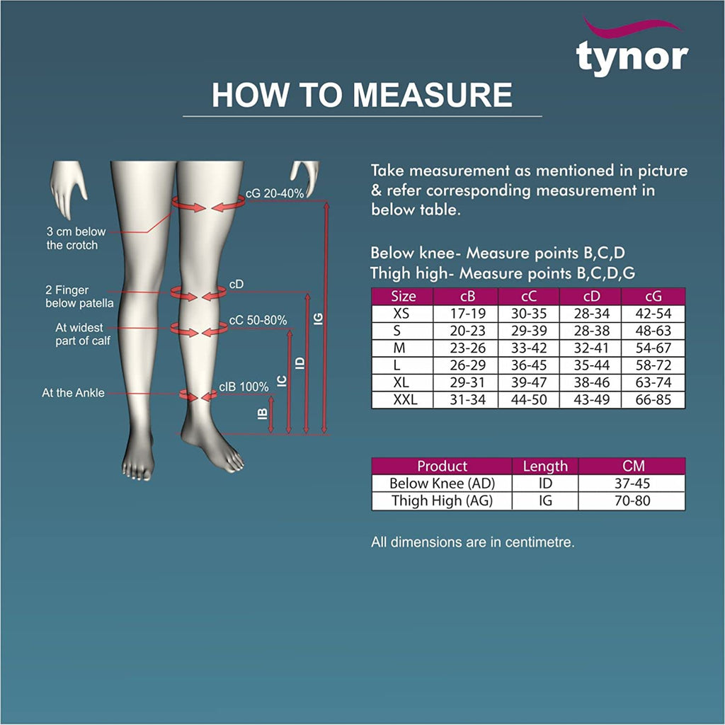 Tynor Australia Graduated or Medical Compression Stockings Class 2-Knee.Hi(Pair)   OEKOTEX certified Varicose veins Spider Veins Lipodermatosclerosis Pregnancy knee high-Thigh high Unisex