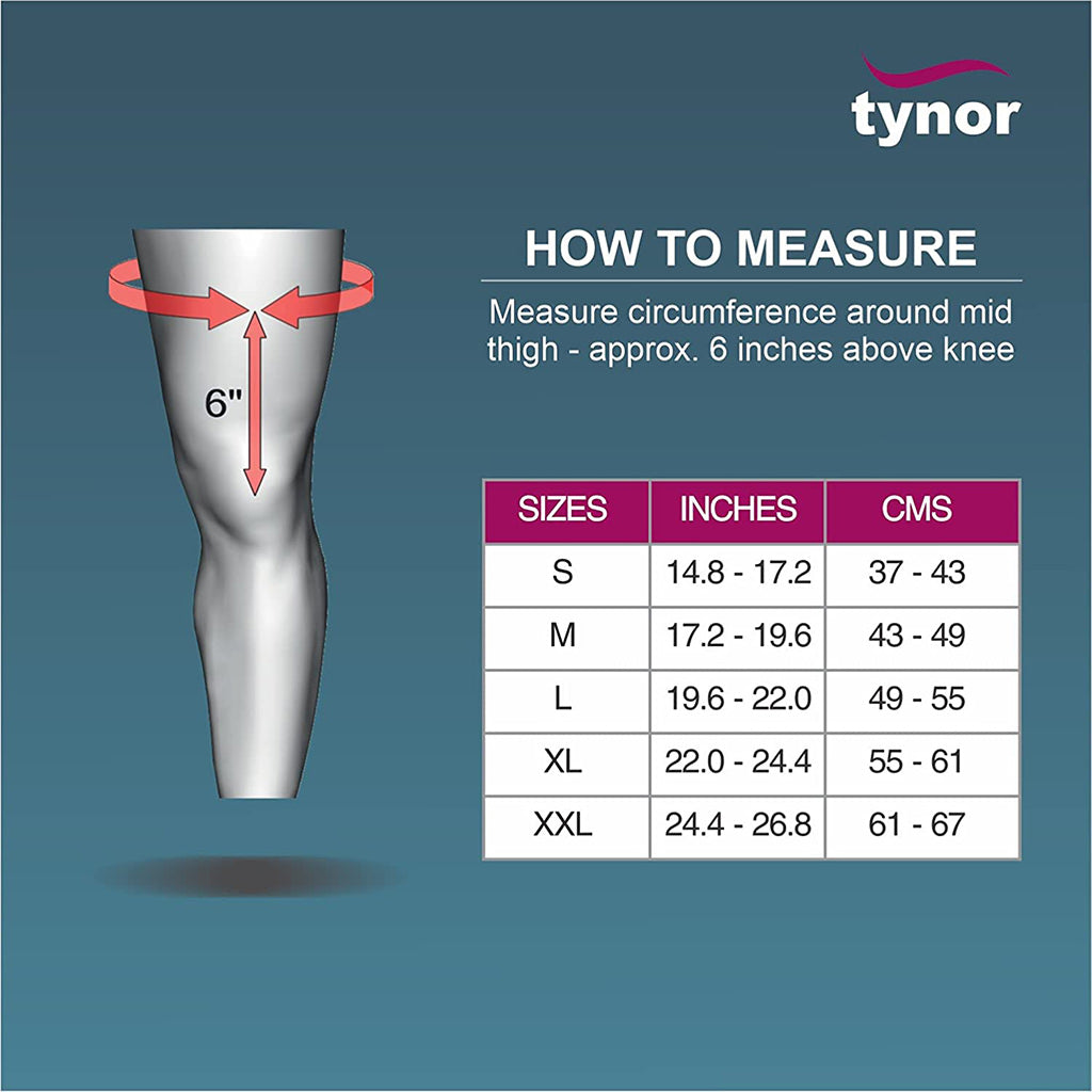 Tynor Comfortable Knee Immobilizer size chart