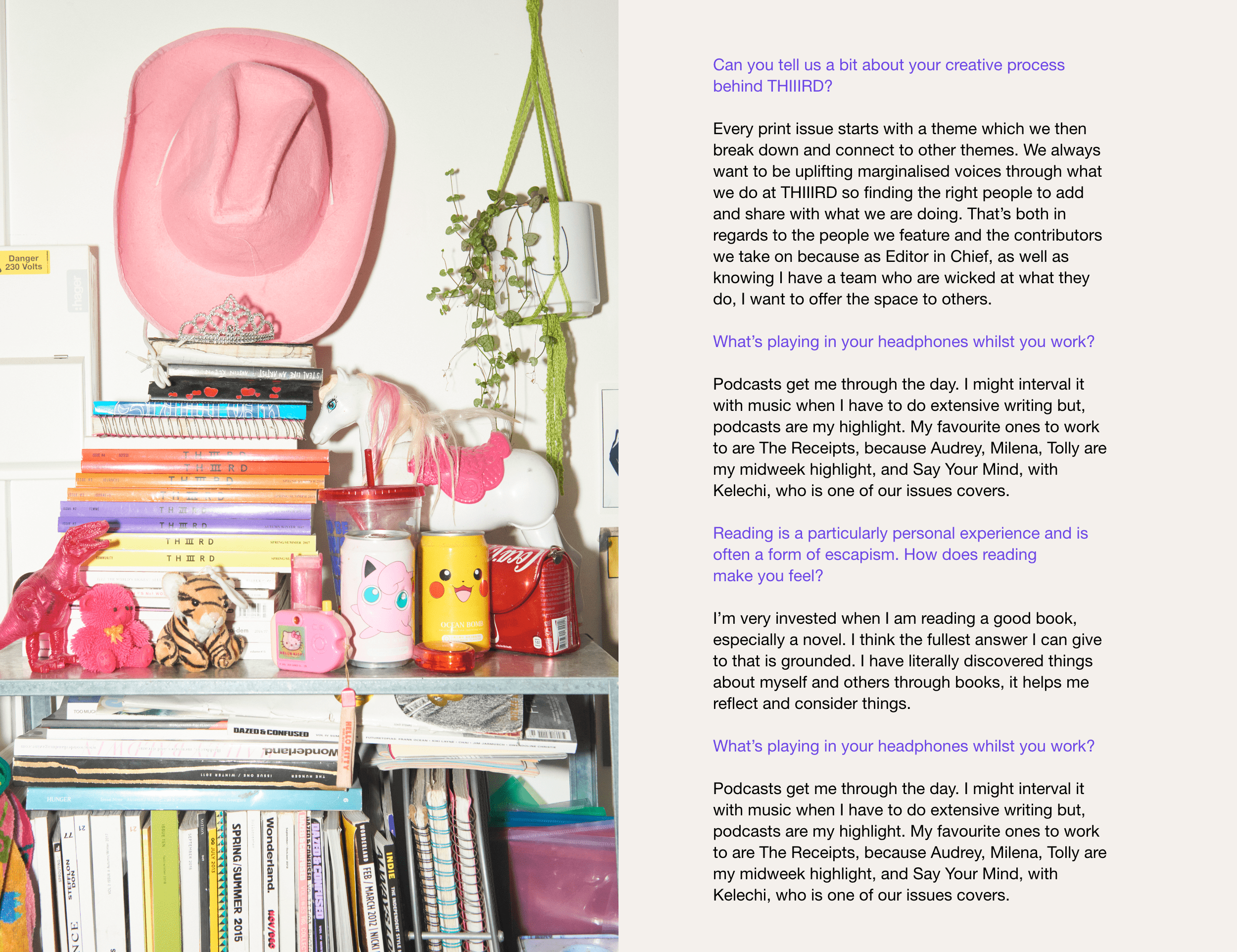 Studio tour & interview with Rhona from THIIIIRD Mag